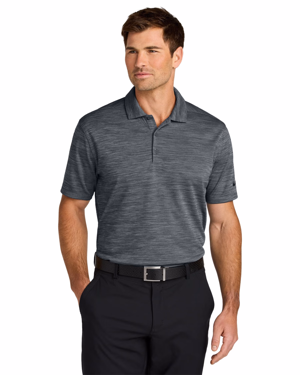 Custom Nike Dri-FIT Striated Polo - Dark Grey front