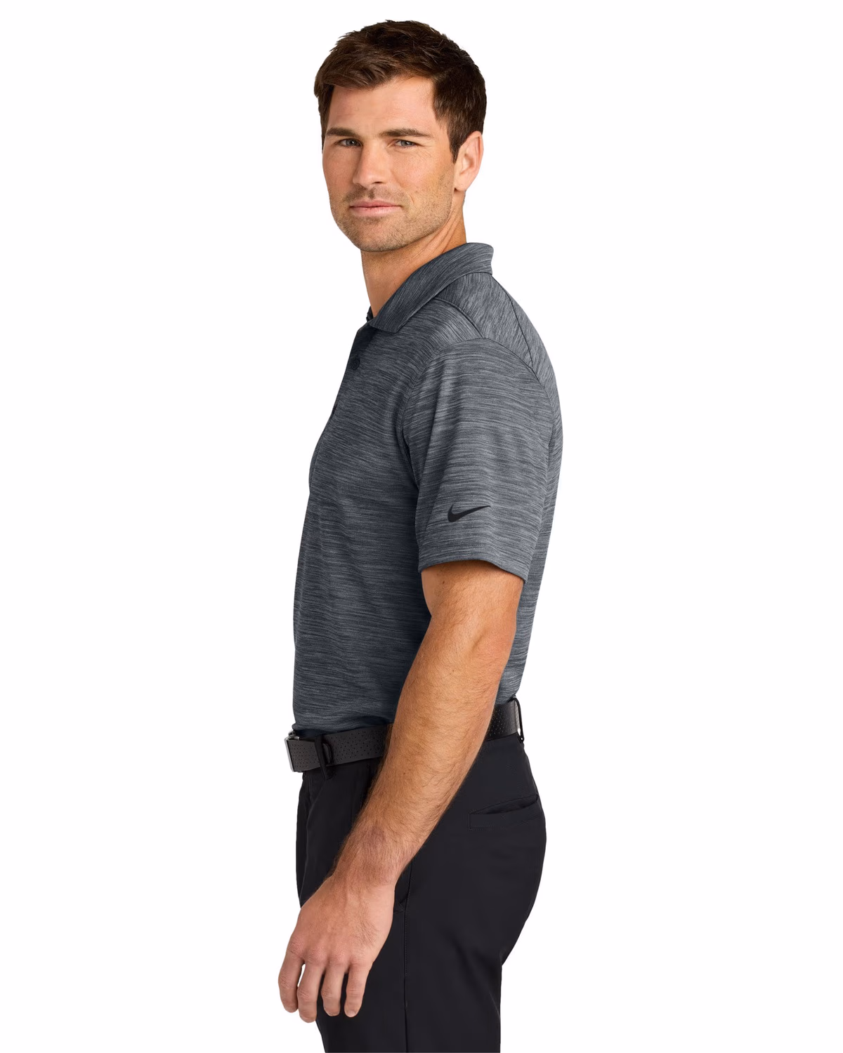 Custom Nike Dri-FIT Striated Polo - Dark Grey side