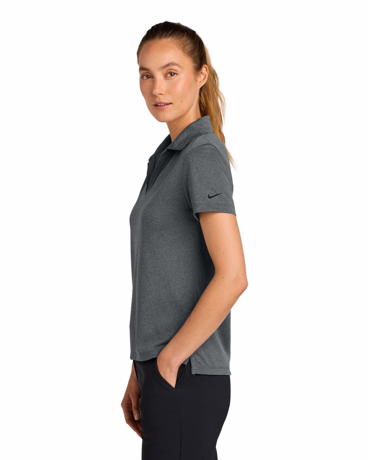 Custom Nike Women’s Dri-FIT Smooth Heather Polo - Anthracite Heather side
