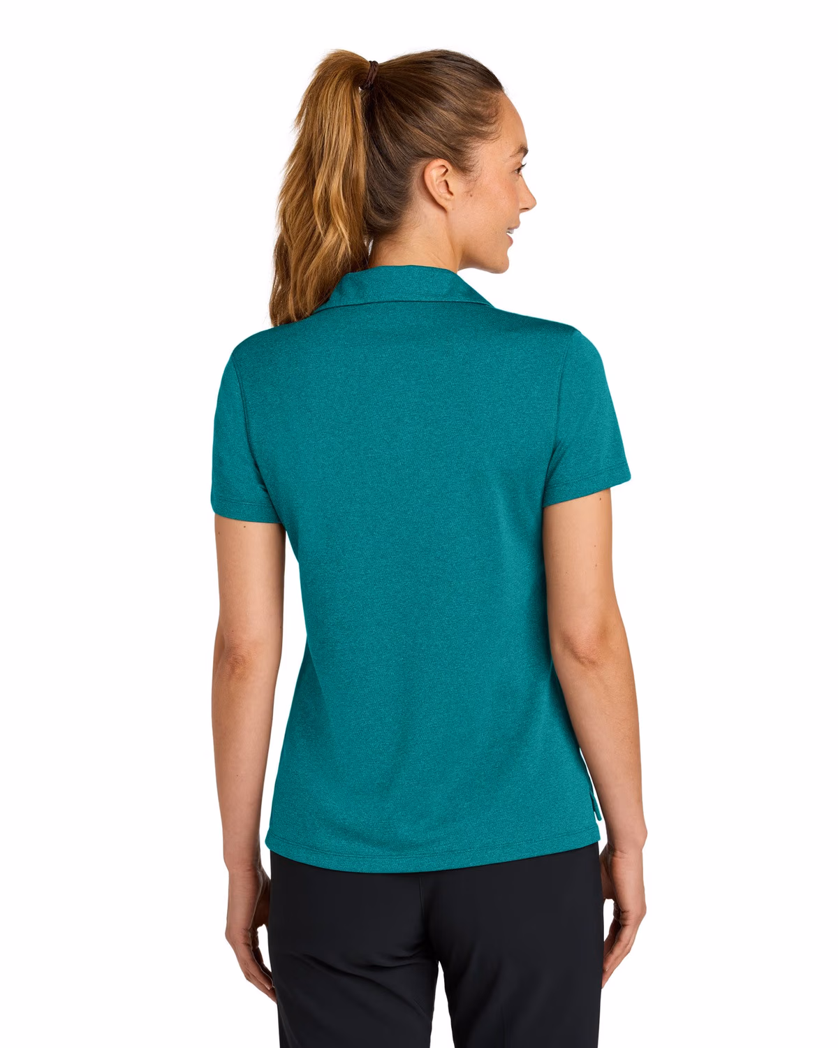 Custom Nike Women’s Dri-FIT Smooth Heather Polo - Bright Spruce Heather back