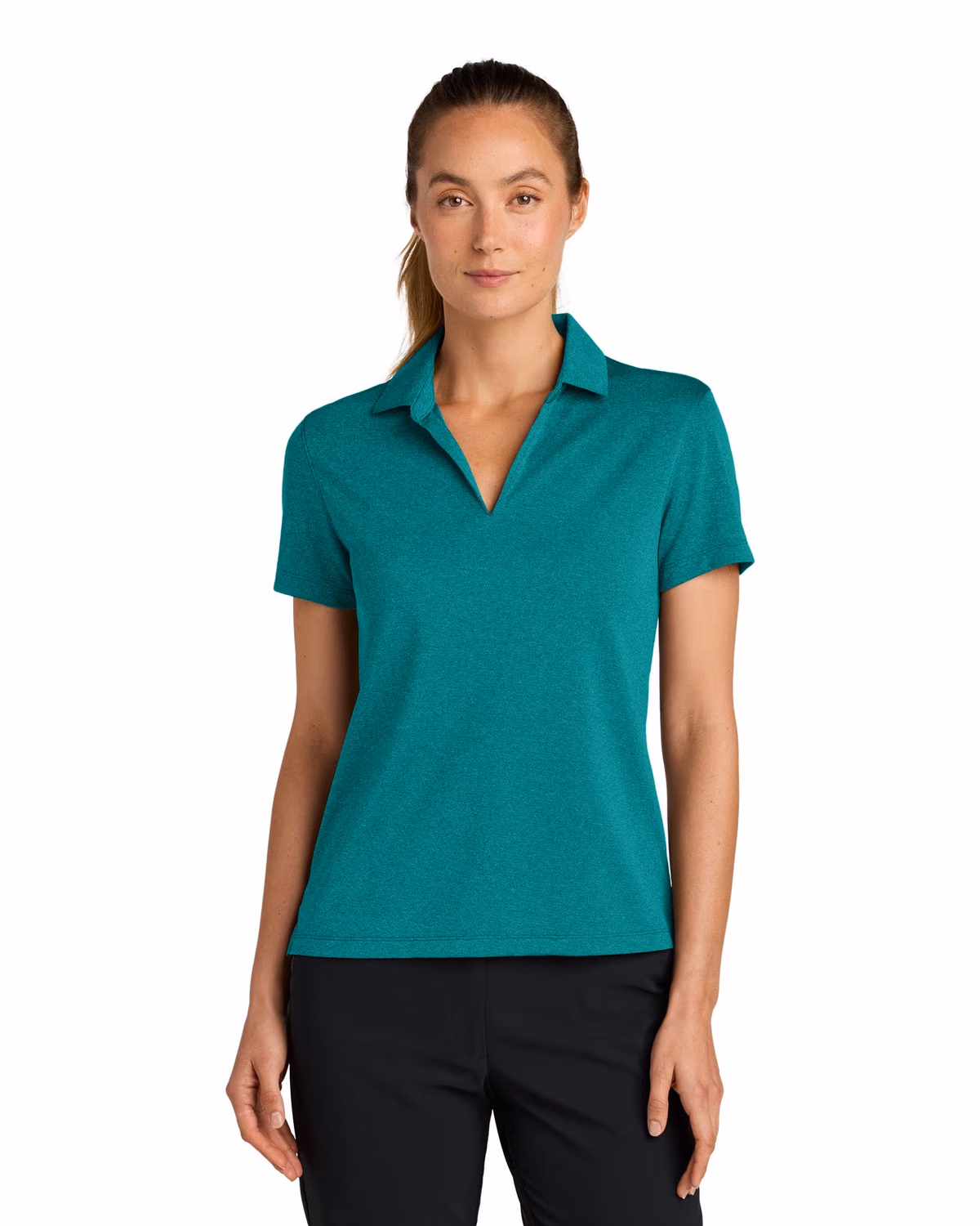 Custom Nike Women’s Dri-FIT Smooth Heather Polo - Bright Spruce Heather front