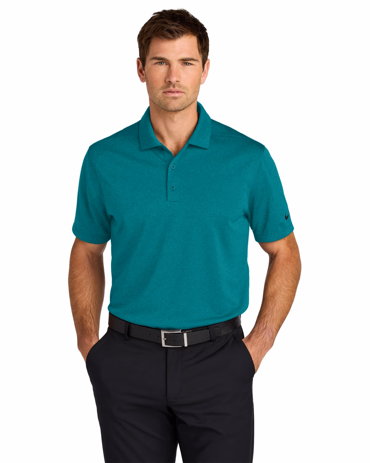 Custom Nike Dri-FIT Smooth Heather Polo - Bright Spruce Heather front