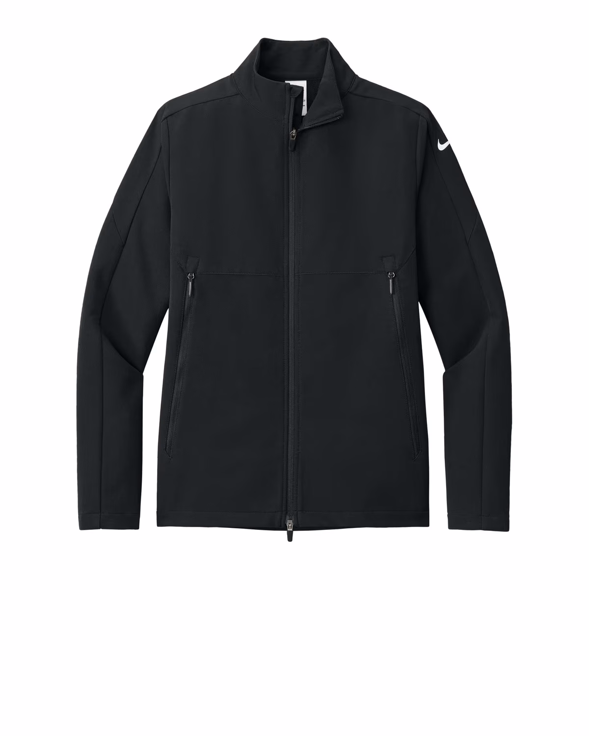 Custom Nike Full-Zip Soft Shell Jacket - Black flat front