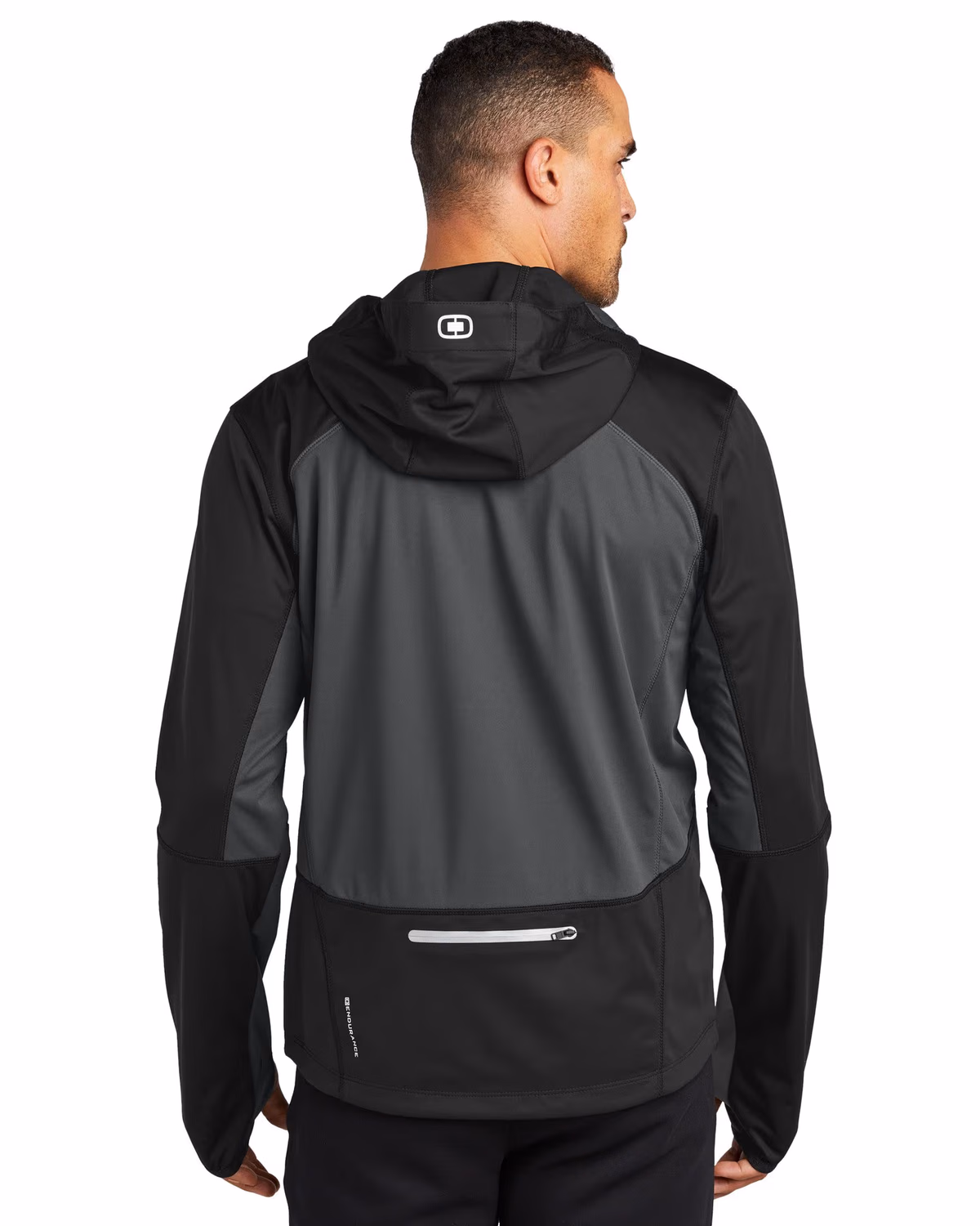 Custom OGIO Pivot Soft Shell - Blacktop/ Gear Grey back