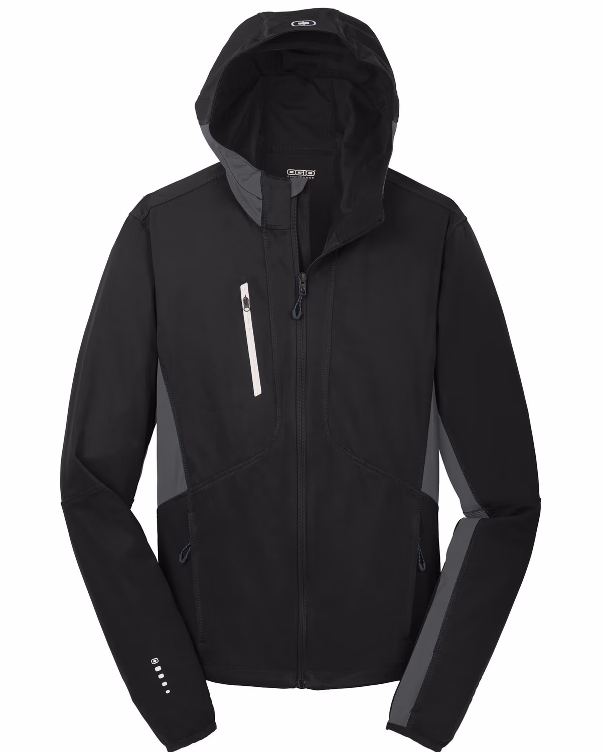 Custom OGIO Pivot Soft Shell - Blacktop/ Gear Grey flat front