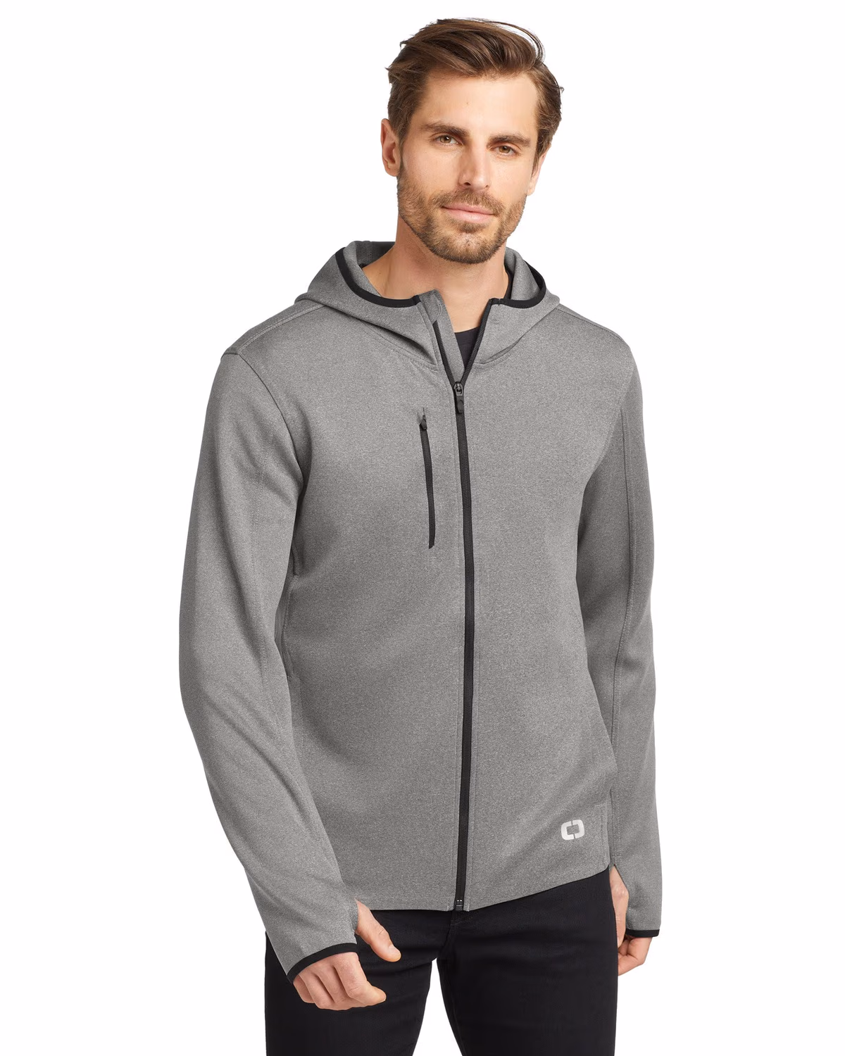 Custom OGIO Stealth Full-Zip Jacket - Heather Grey front