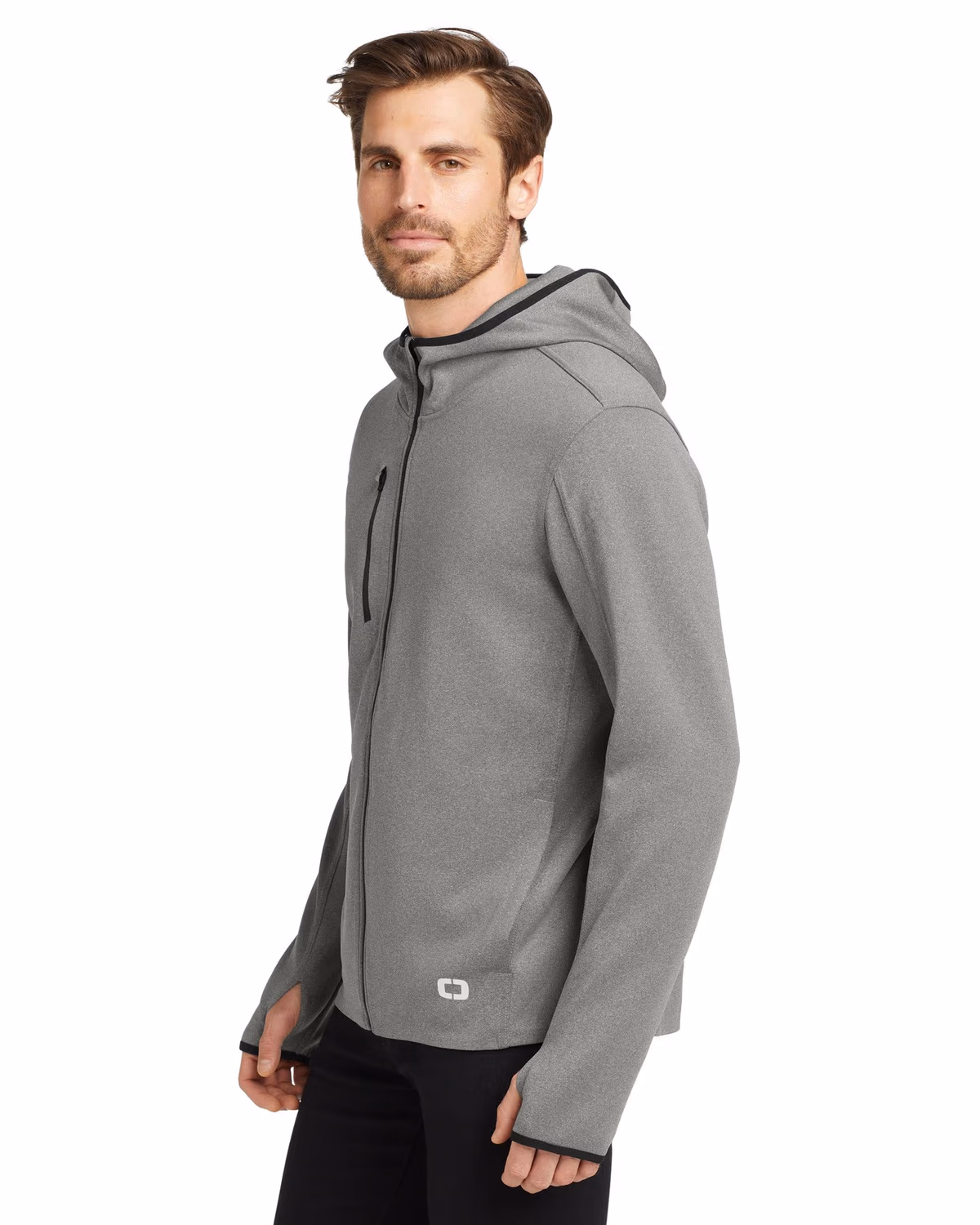 Custom OGIO Stealth Full-Zip Jacket - Heather Grey side