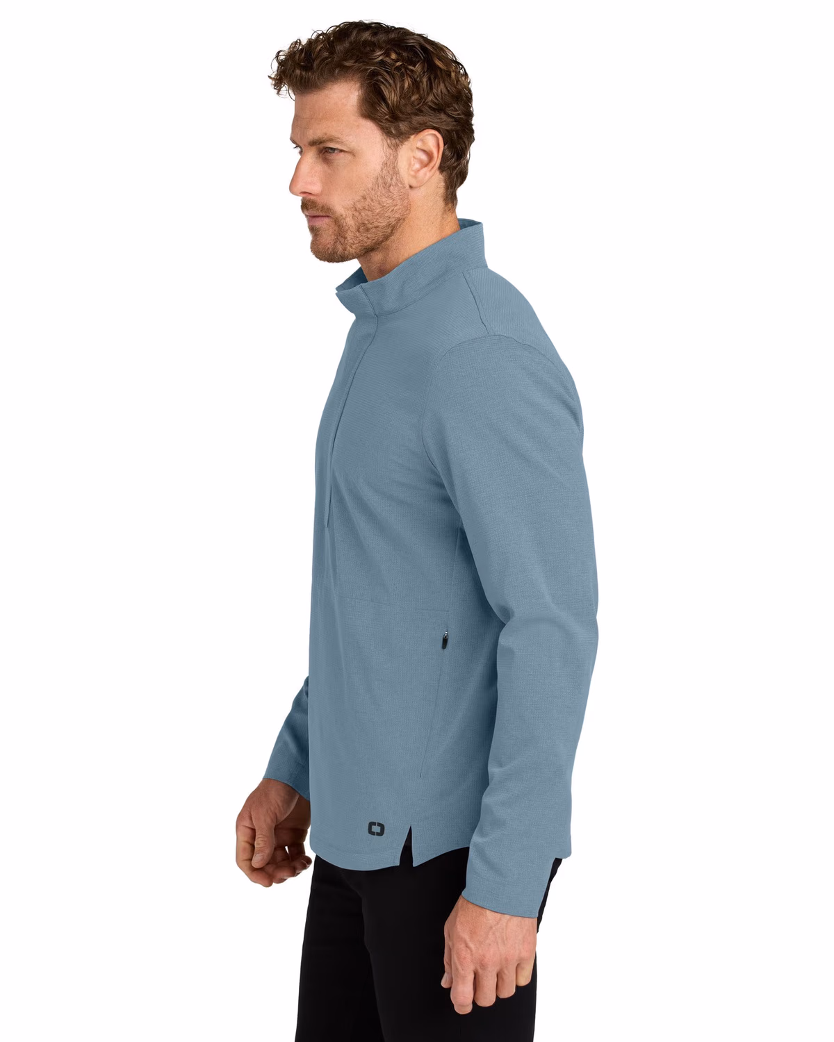 Custom OGIO Aspect 1/2-Zip Pullover - Blue Mist side