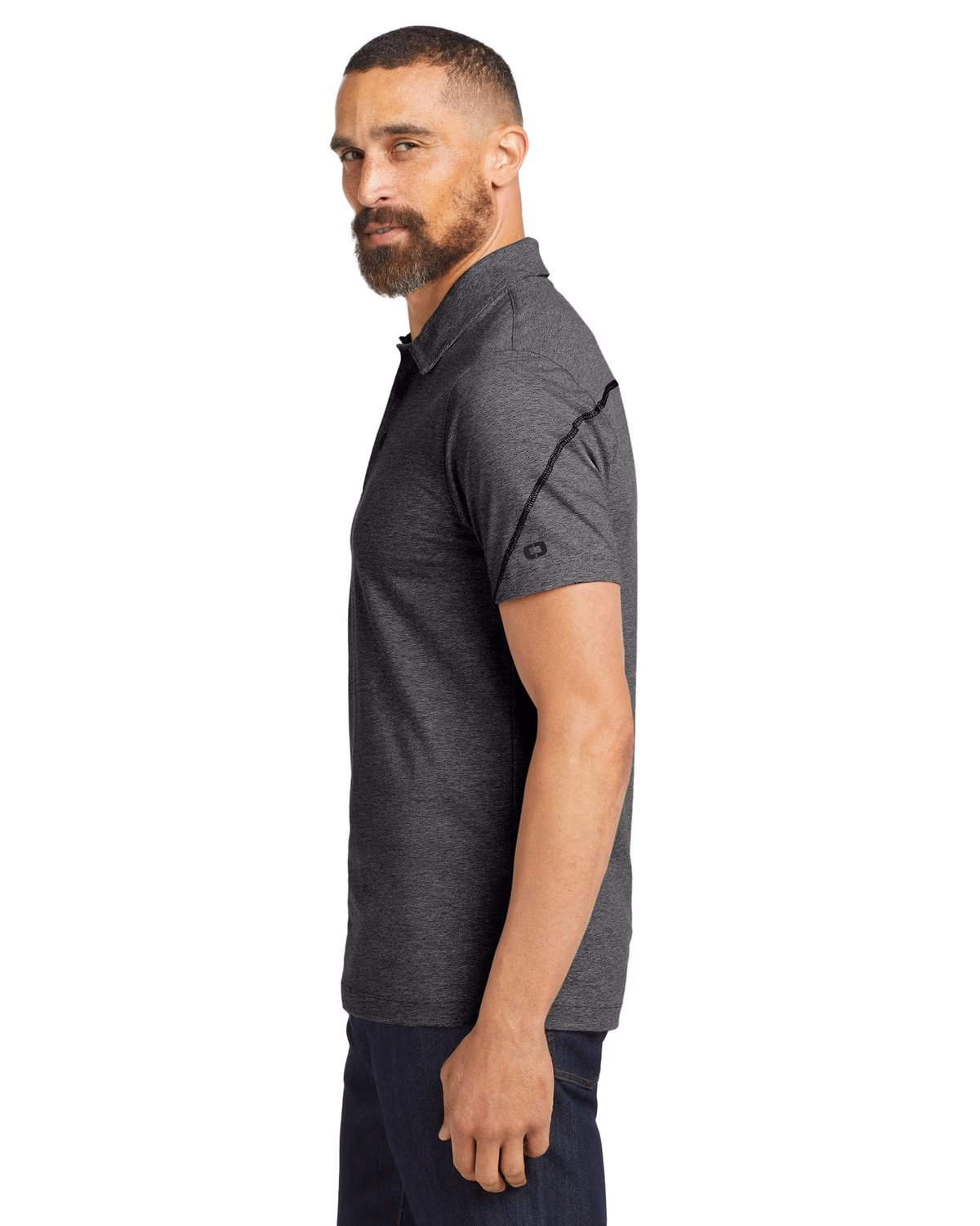 Custom OGIO Tread Polo - Blacktop Heather side