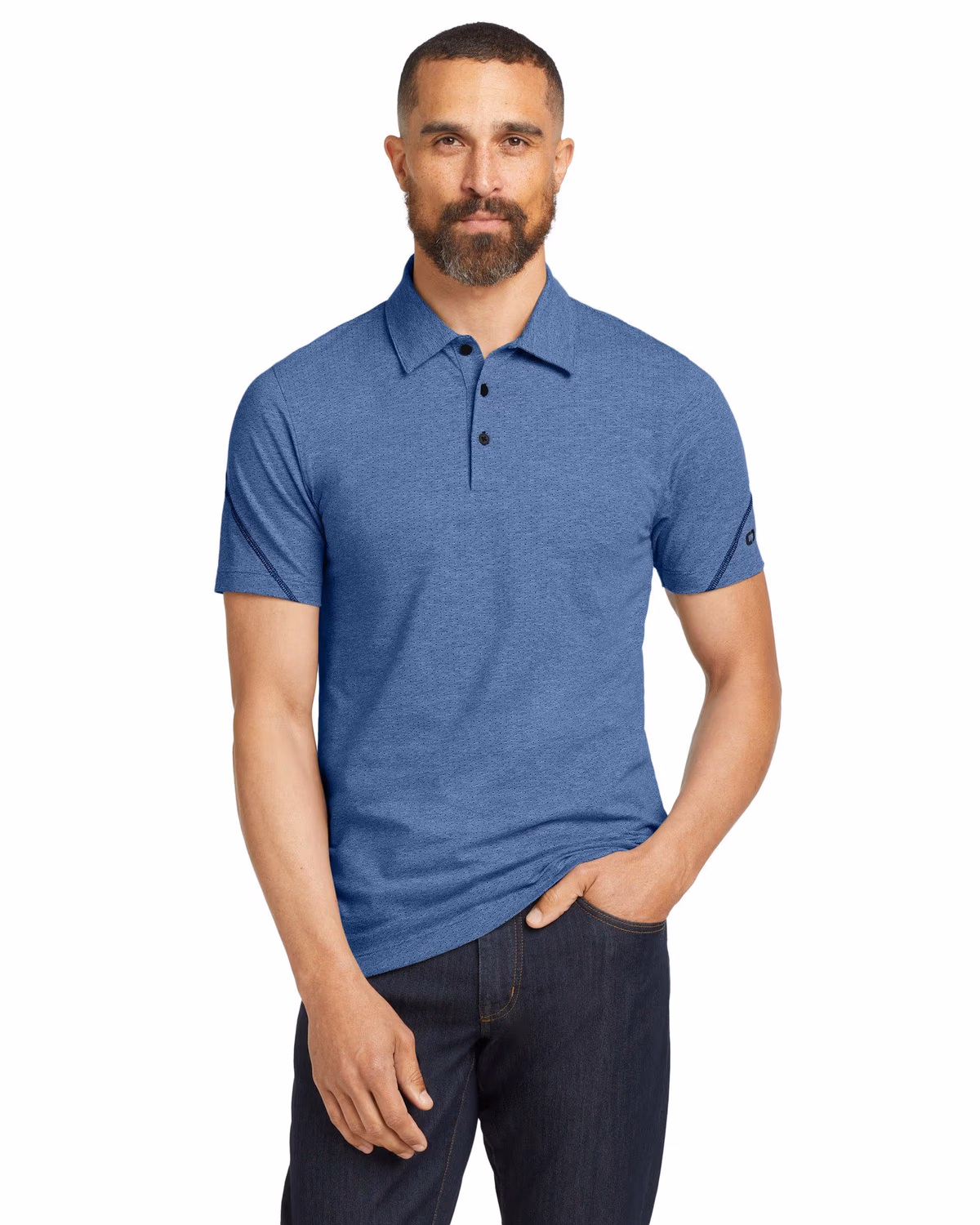 Custom OGIO Tread Polo - Blue Heather front