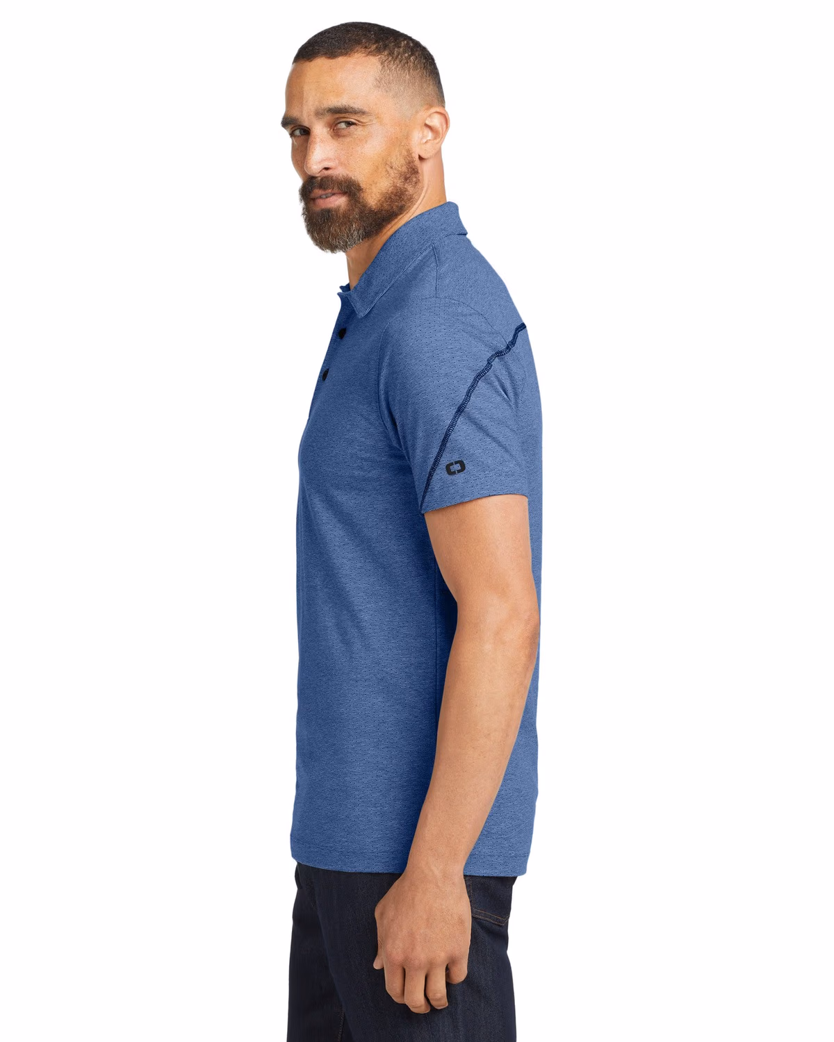 Custom OGIO Tread Polo - Blue Heather side