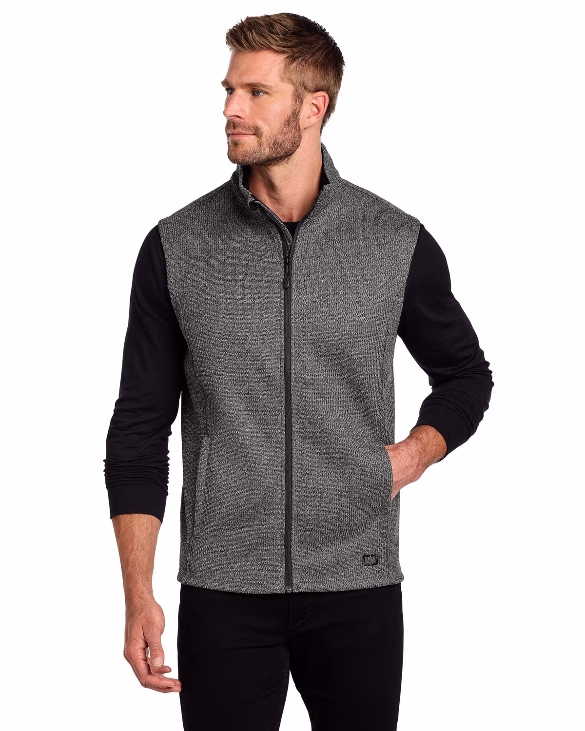 Custom OGIO Grit Fleece Vest - Diesel Grey Heather front