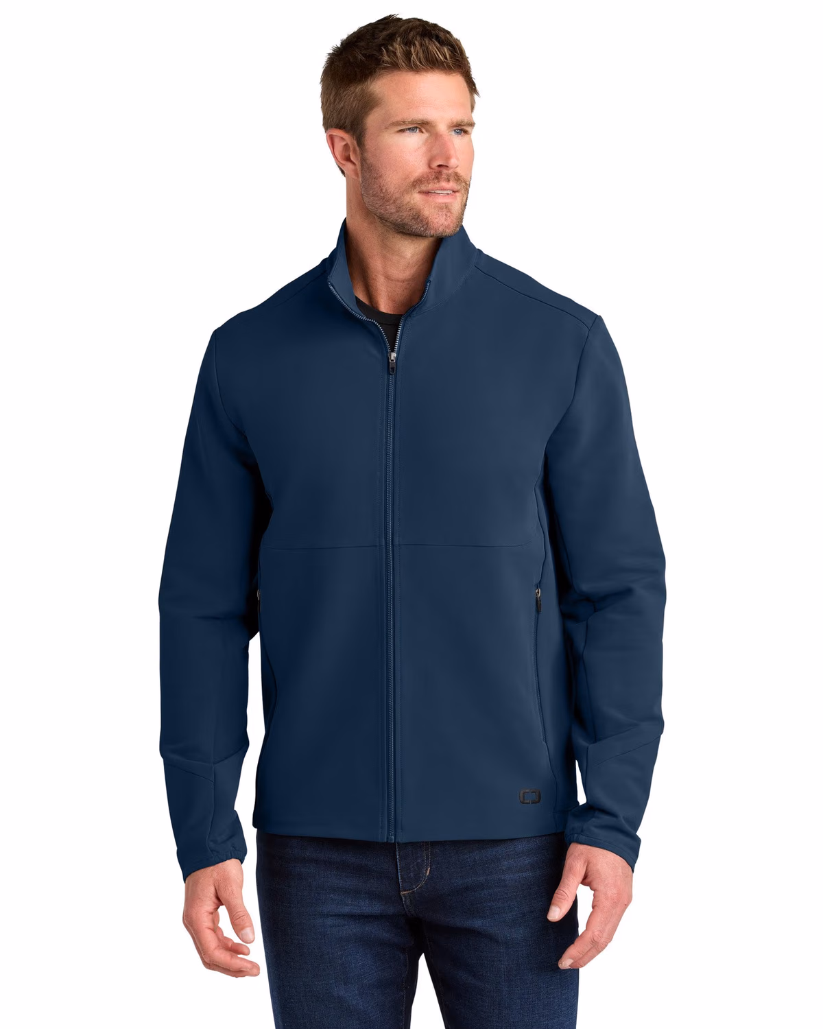 Custom OGIO Kinetic Soft Shell - River Blue Navy front