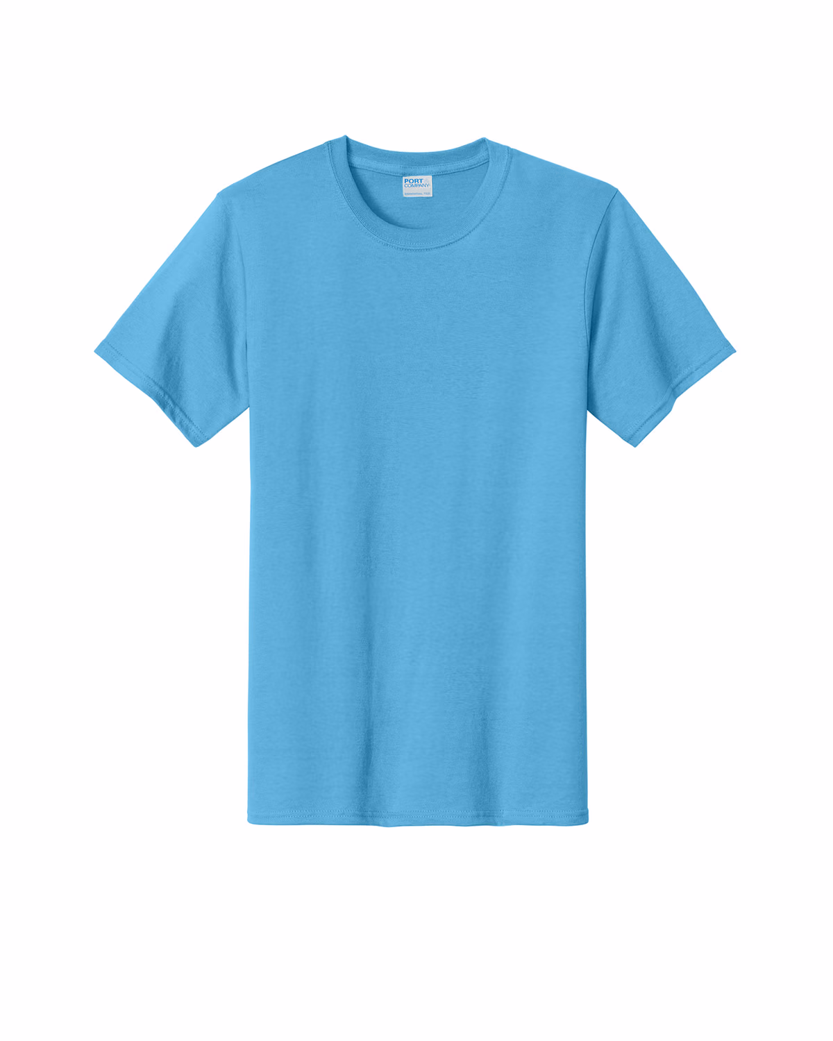 Custom Port & Co® Essential Tee, Aquatic Blue, flat front