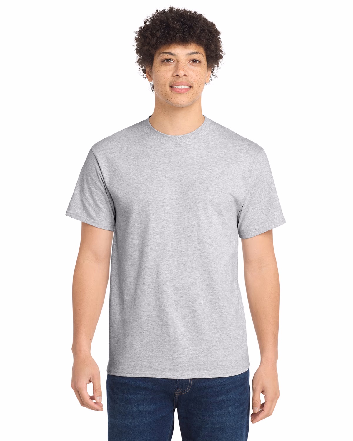 Custom Port & Co® Essential Tee, Ash, front view