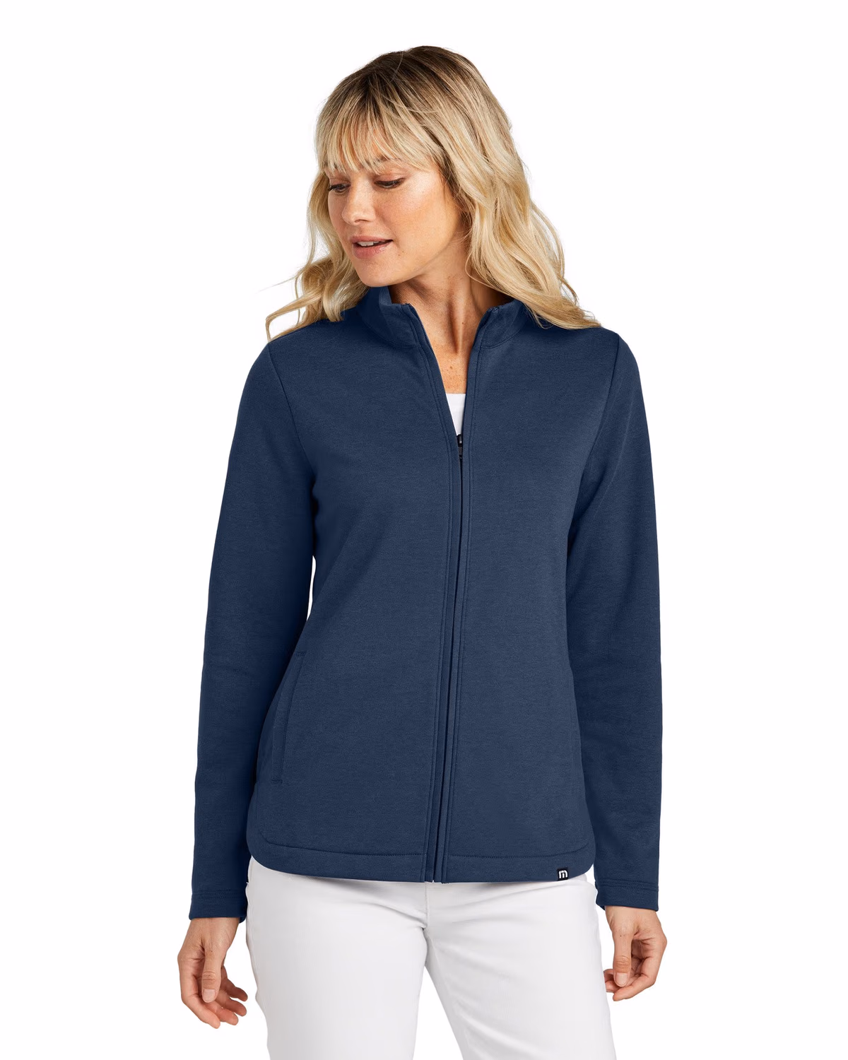 Custom TravisMathew Women's Coveside Full-Zip - Blue Nights front
