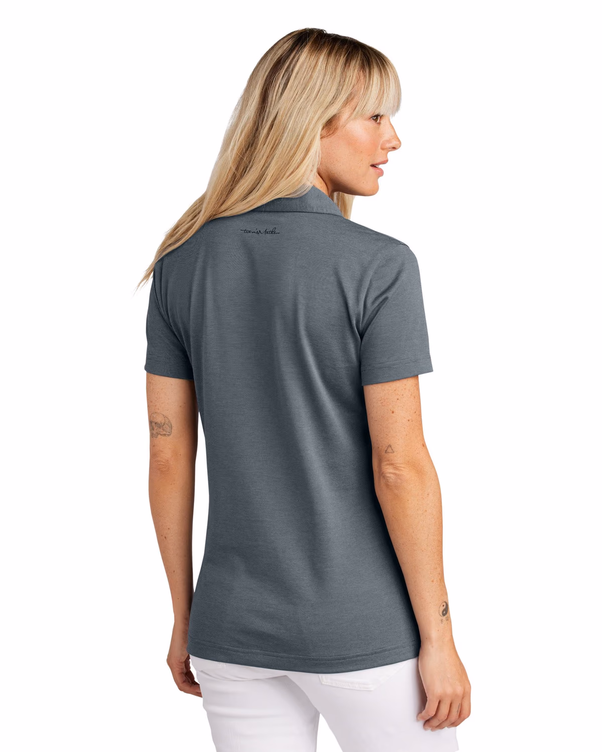 Custom TravisMathew Women's Sunnyvale Polo - Blue Nights Heather back