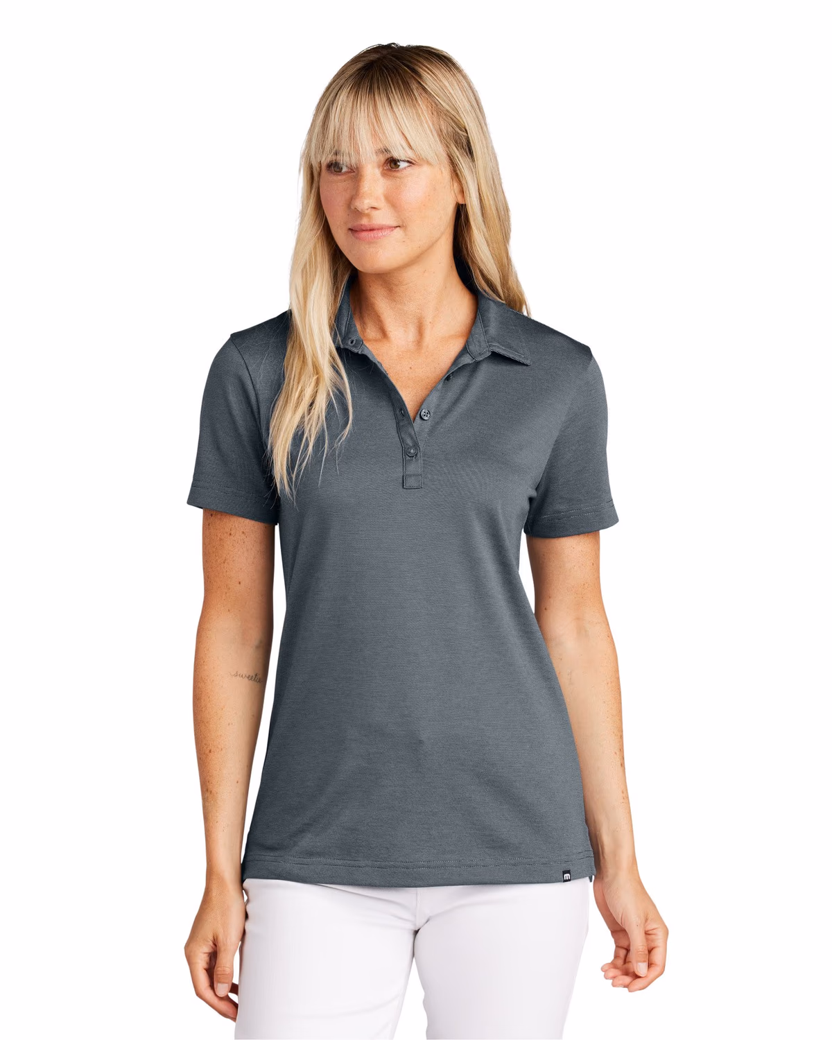 Custom TravisMathew Women's Sunnyvale Polo - Blue Nights Heather front