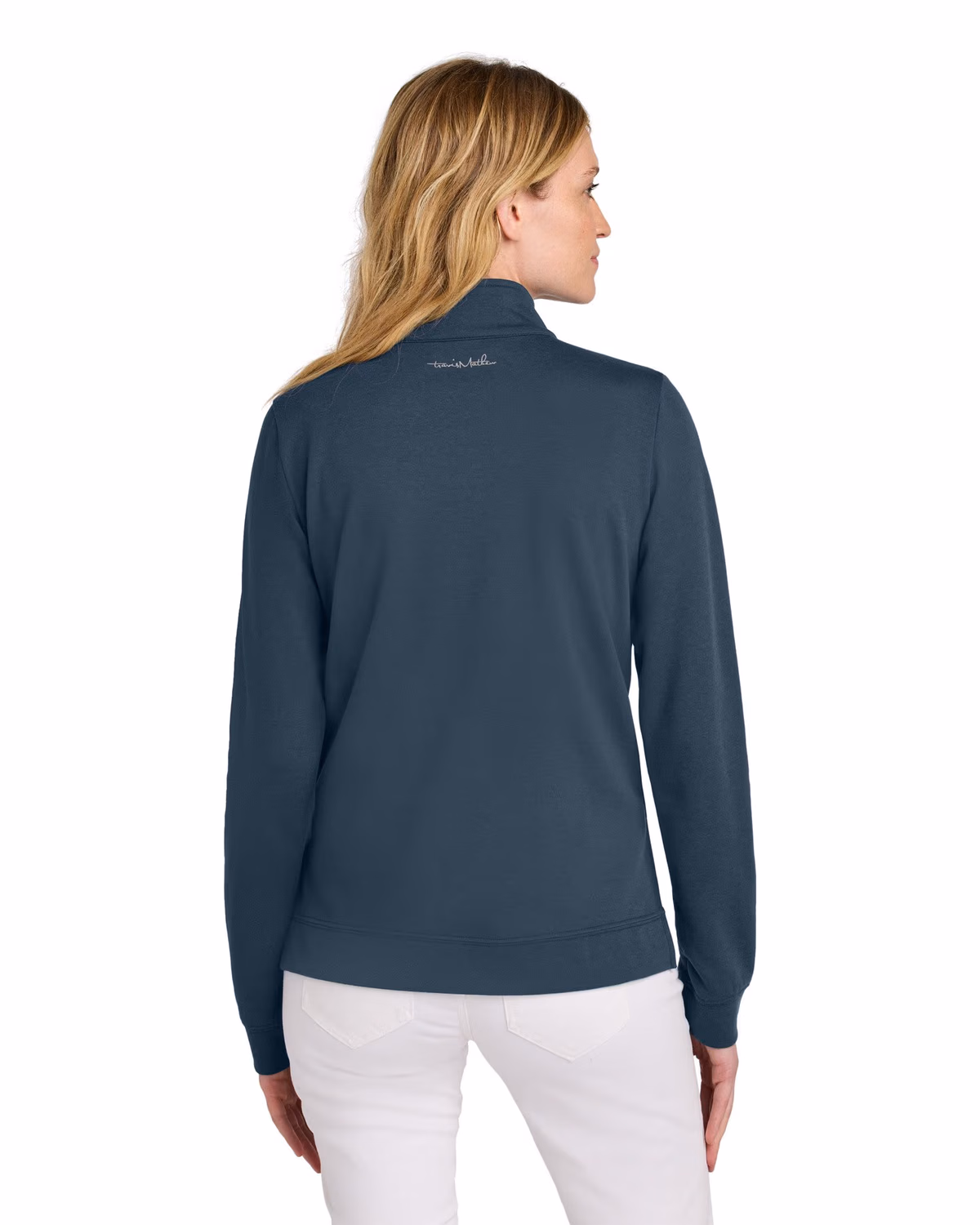 Custom TravisMathew Women’s Coveside 1/2-Zip - Blue Nights back