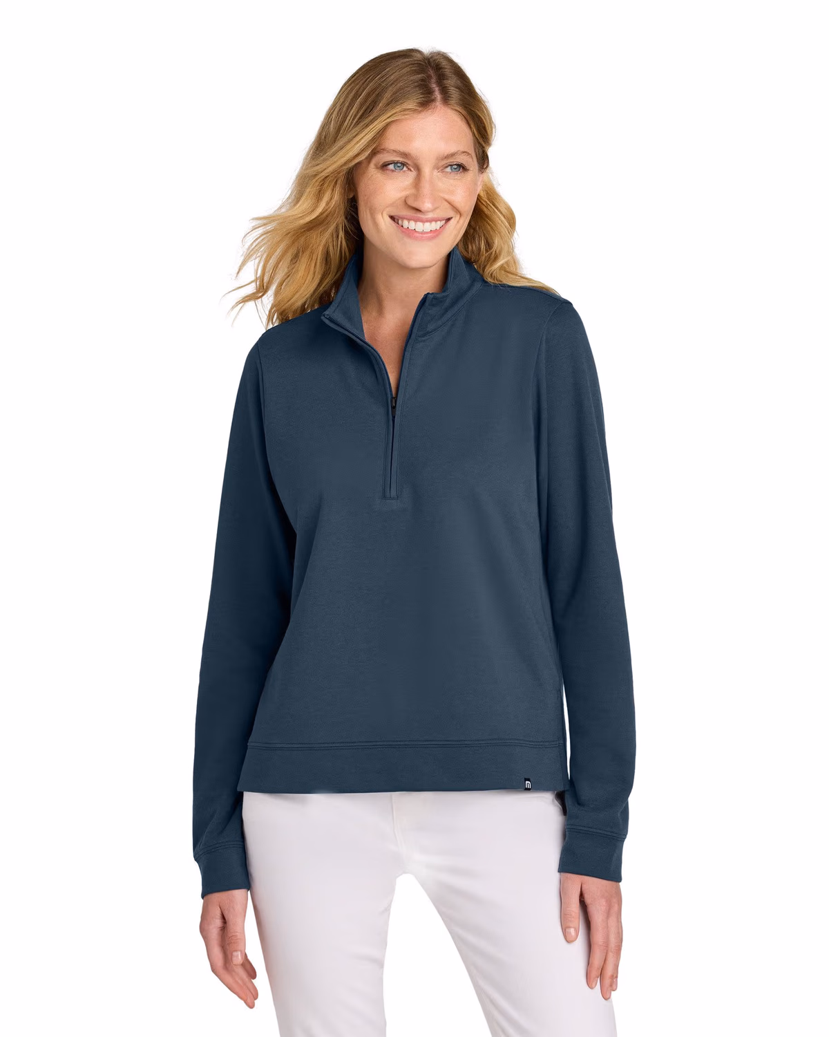 Custom TravisMathew Women’s Coveside 1/2-Zip - Blue Nights front