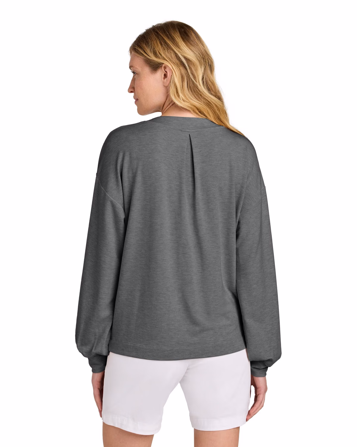 Custom TravisMathew Women’s Long Weekend V-Neck - Dark Grey Heather back