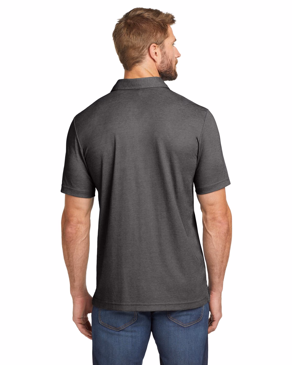 Custom TravisMathew Oceanside Heather Polo - Black Heather back