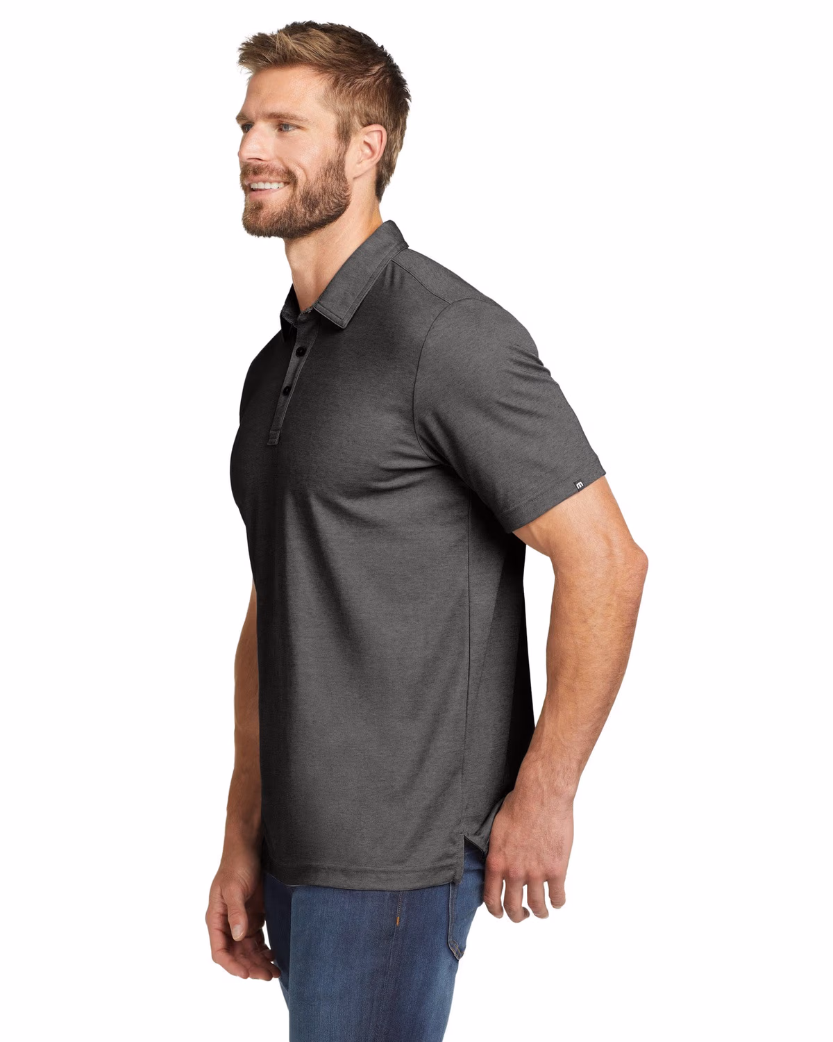 Custom TravisMathew Oceanside Heather Polo - Black Heather side