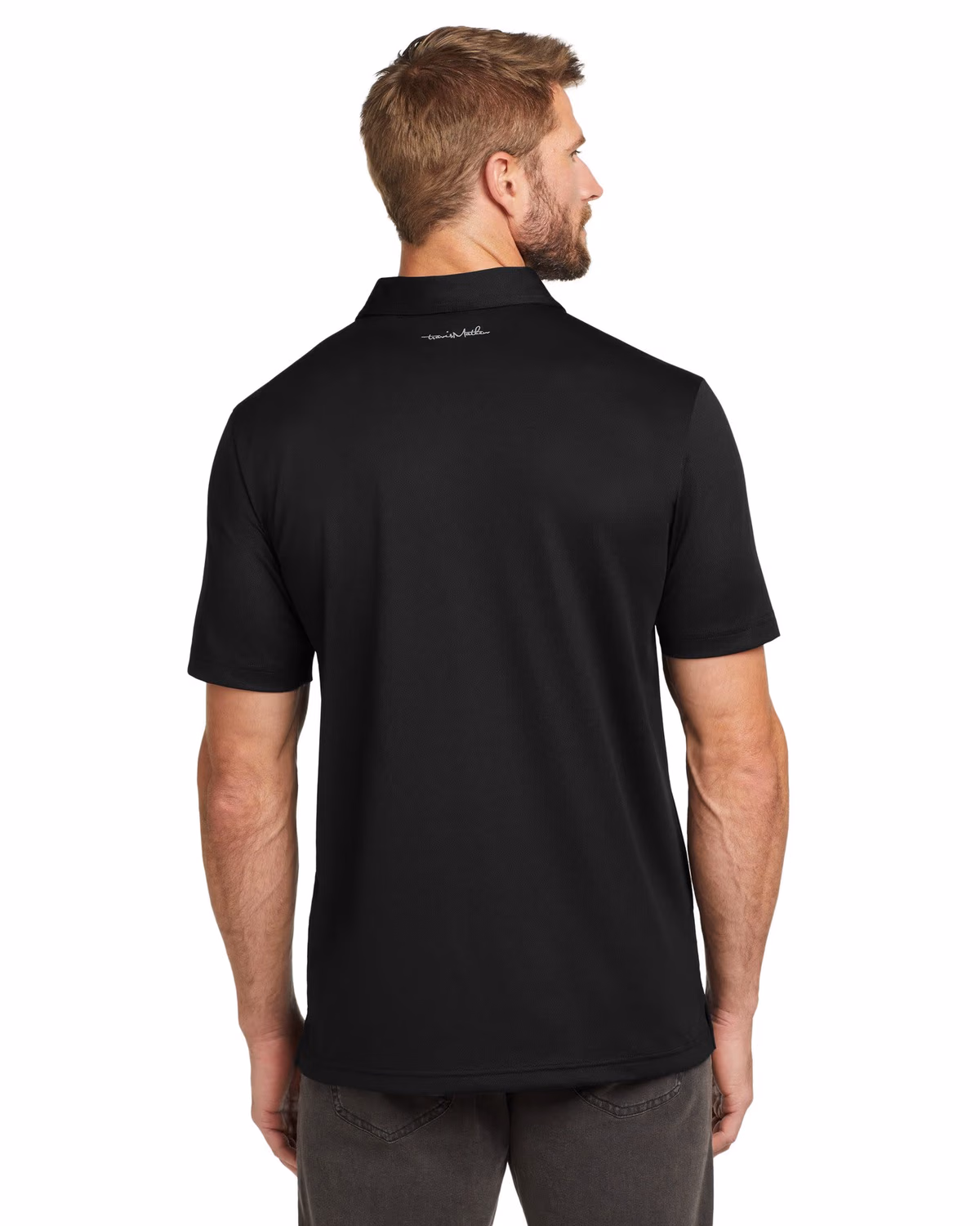 Custom TravisMathew Cabana Chest Stripe Polo - Black back