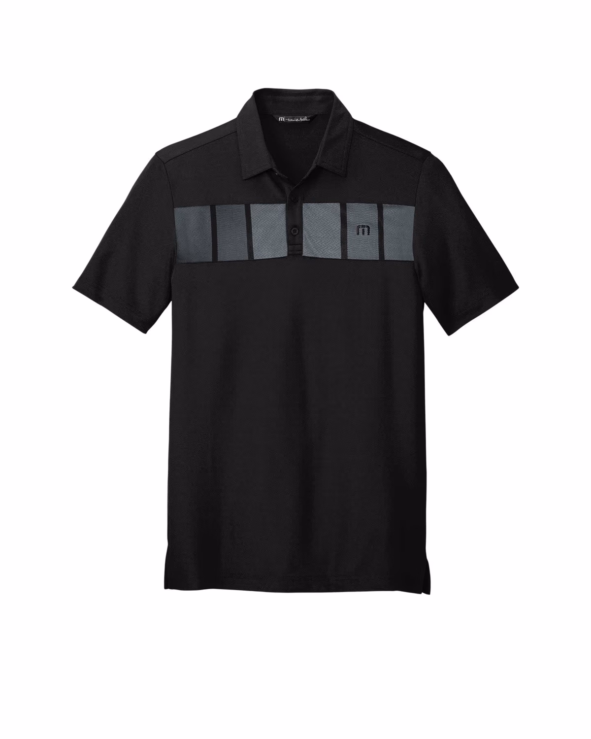 Custom TravisMathew Cabana Chest Stripe Polo - Black flat front