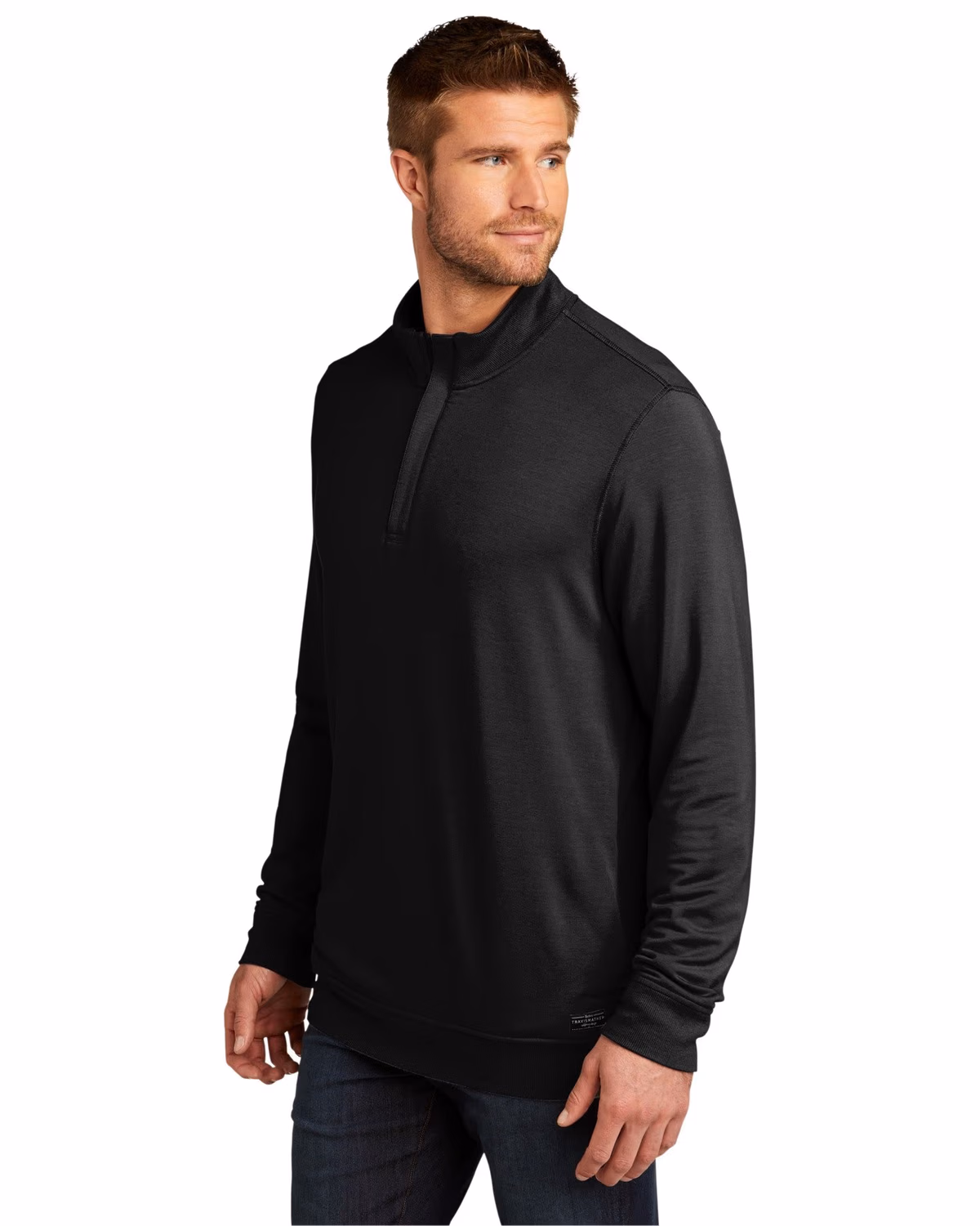Custom TravisMathew Newport 1/4-Zip Fleece - Black 3q
