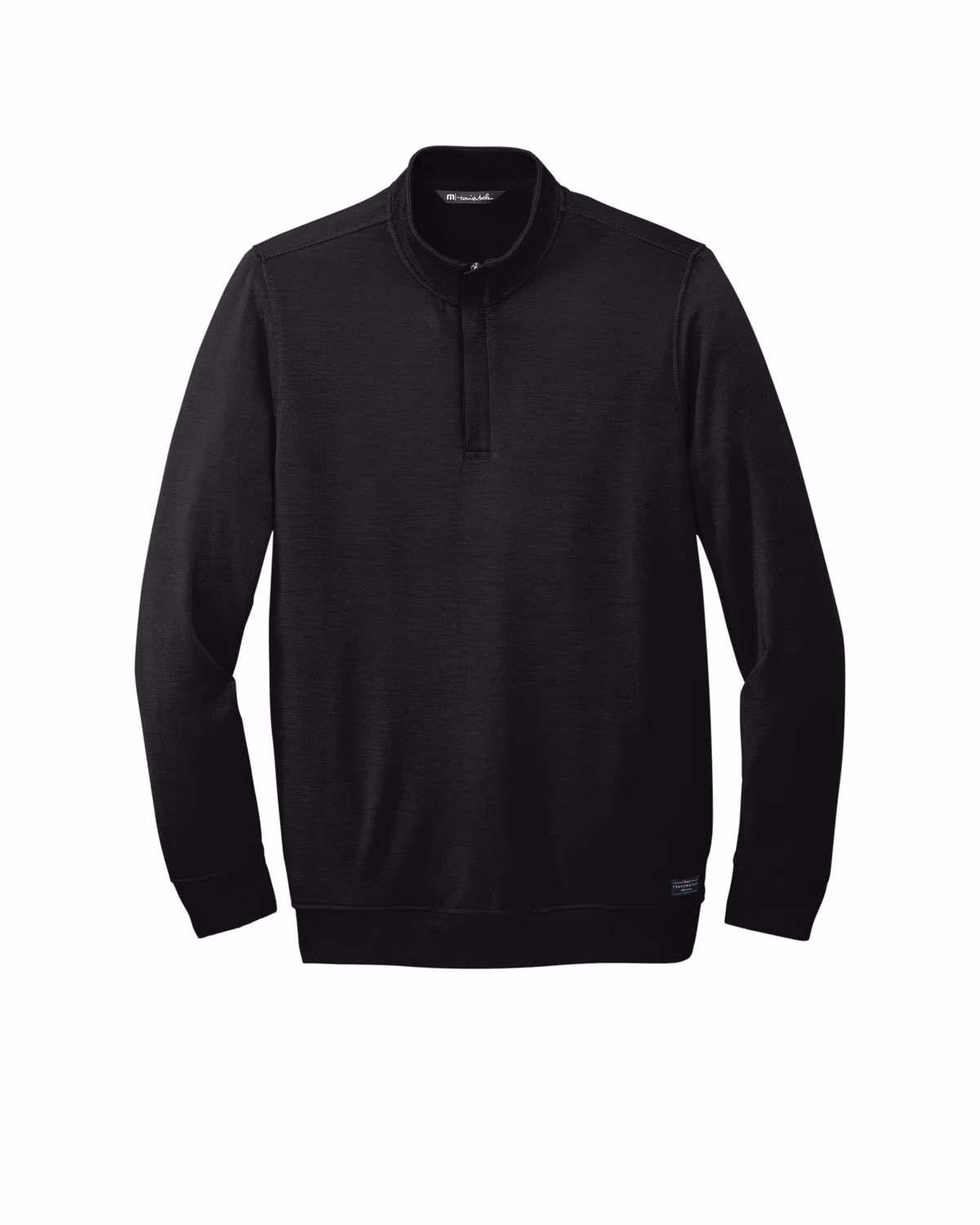 Custom TravisMathew Newport 1/4-Zip Fleece - Black flat front
