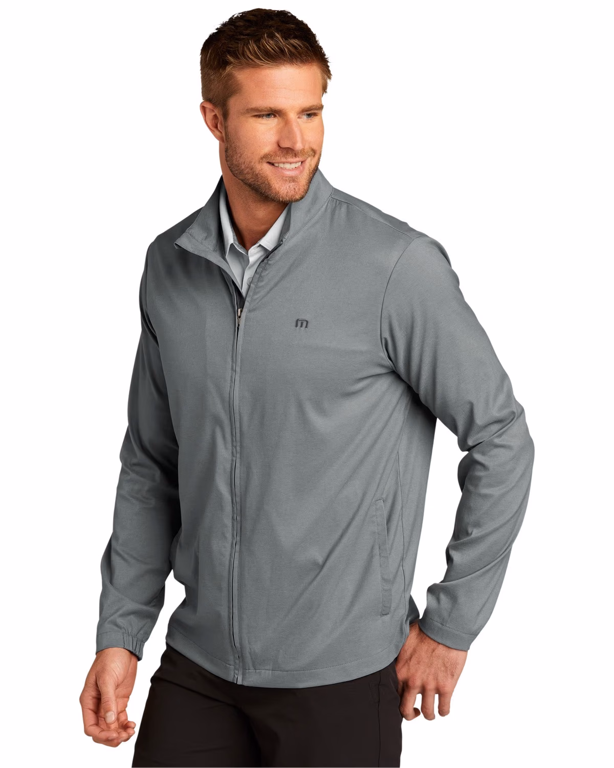 Custom TravisMathew Surfside Full-Zip Jacket - Quiet Shade Grey Heather 3q