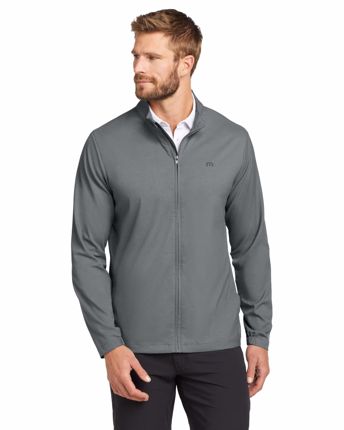 Custom TravisMathew Surfside Full-Zip Jacket - Quiet Shade Grey Heather front