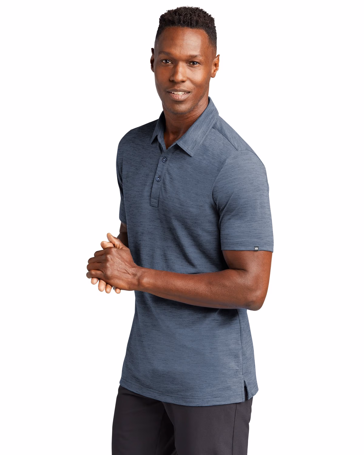 Custom TravisMathew Auckland Slub Polo - Blue Nights 3q