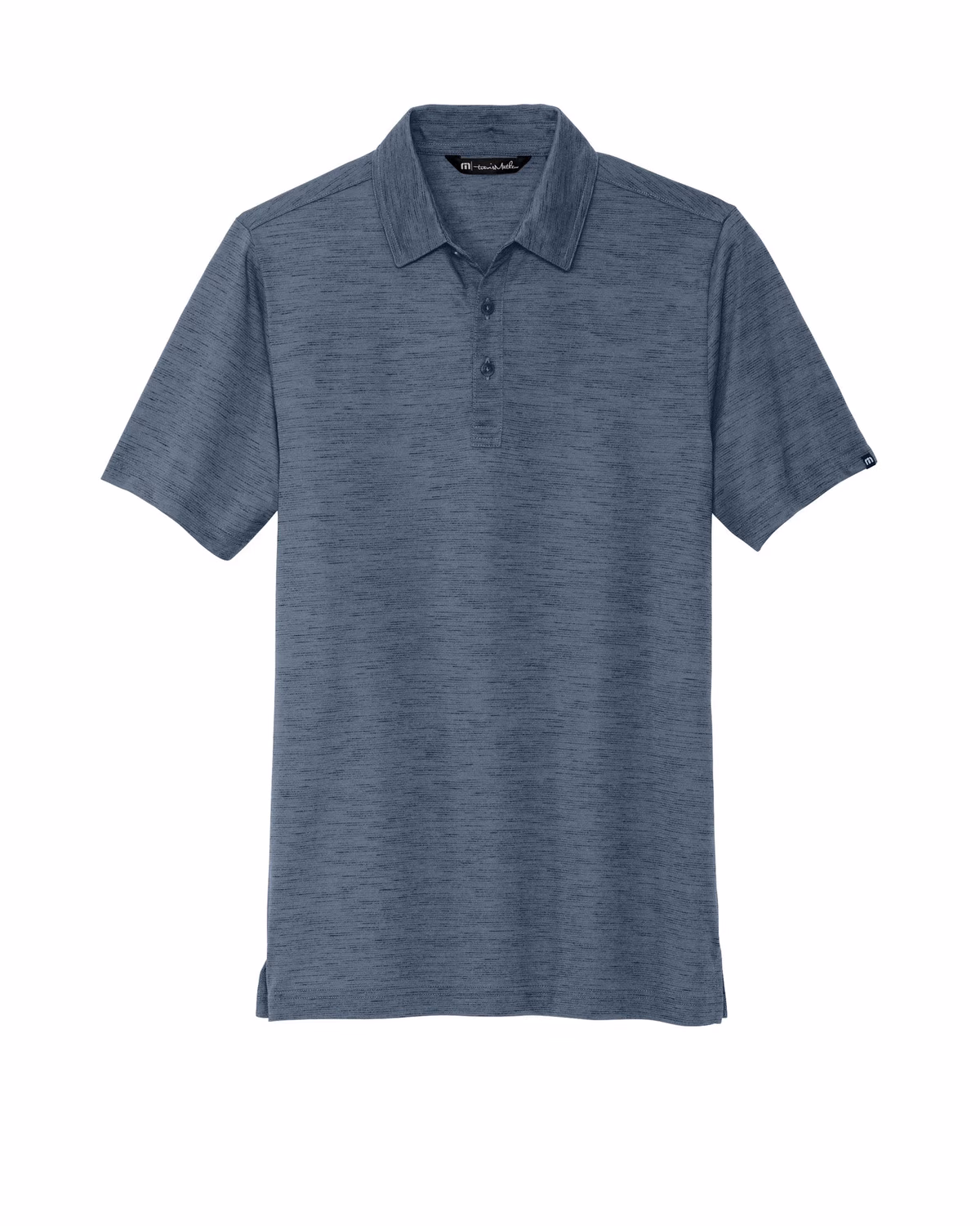 Custom TravisMathew Auckland Slub Polo - Blue Nights flat front