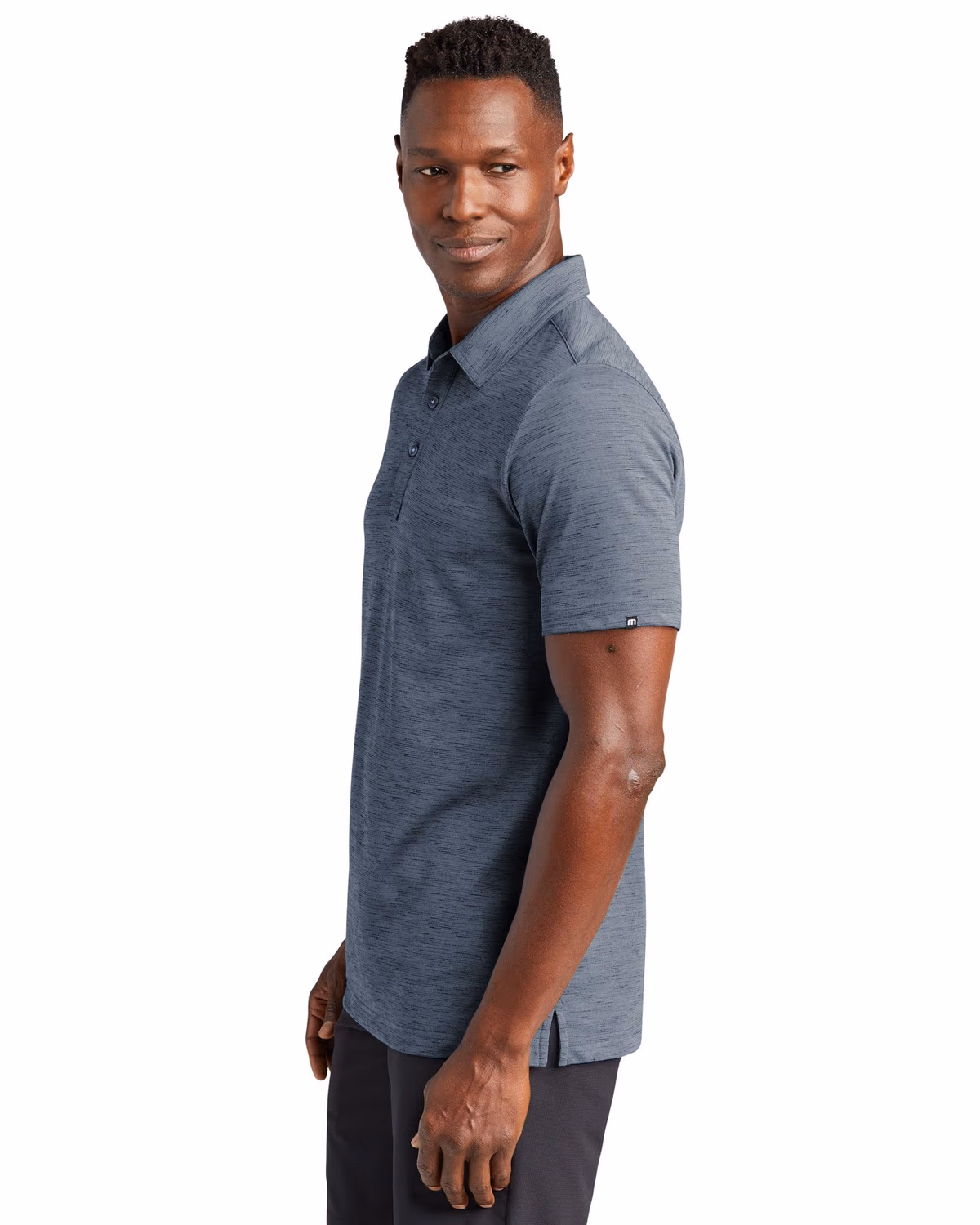 Custom TravisMathew Auckland Slub Polo - Blue Nights side