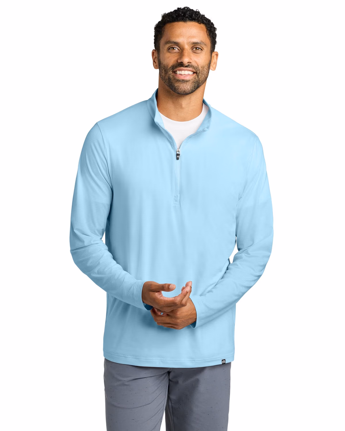 Custom TravisMathew Crestview 1/4-Zip - Dream Blue front
