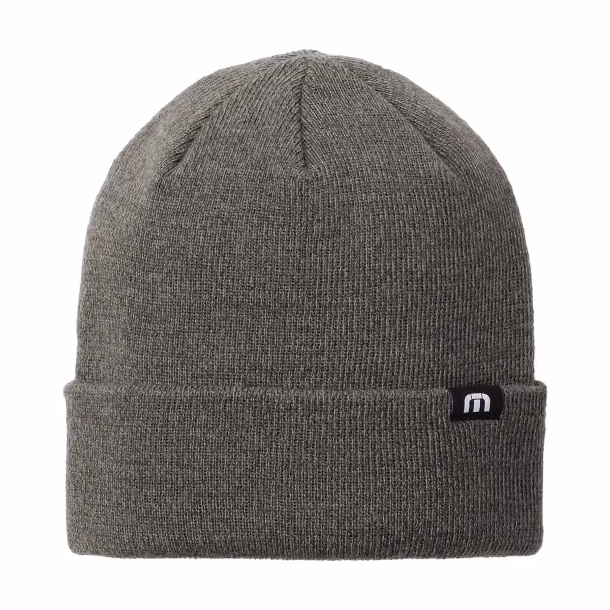 Custom TravisMathew Solid Cuffed Beanie - Dark Grey Heather front