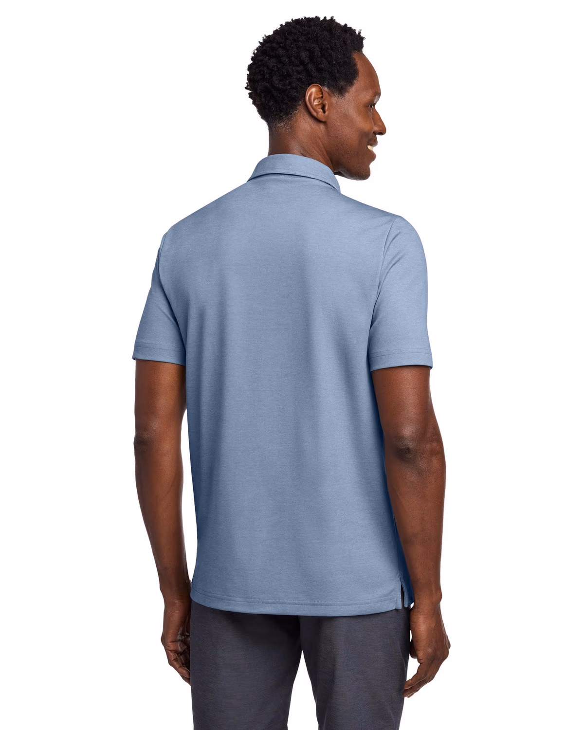Custom TravisMathew Coastal Chest Stripe Polo - Opal Blue Heather back