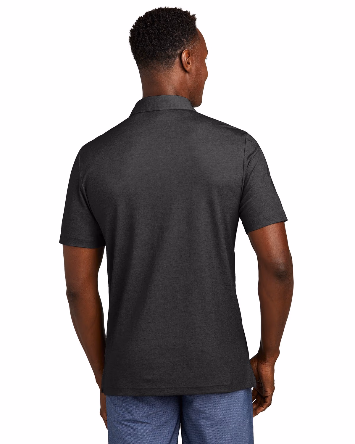 Custom TravisMathew Oceanside Heather Pocket Polo - Black Heather back