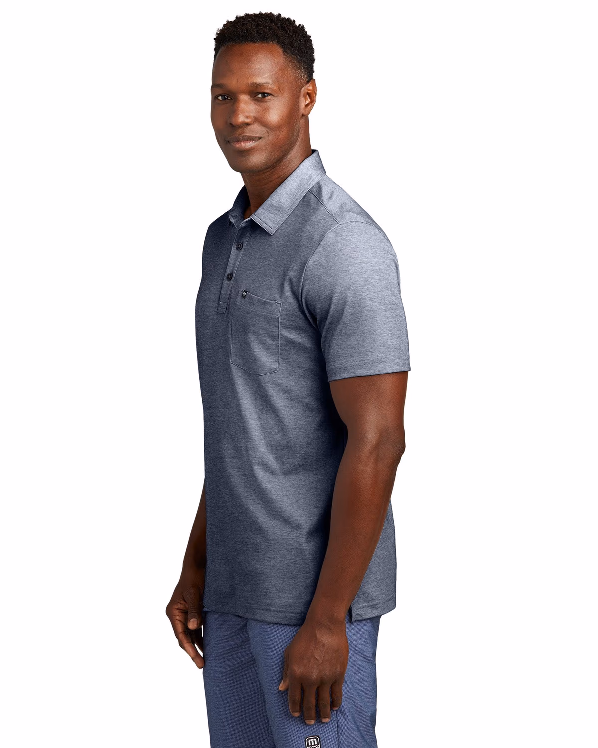 Custom TravisMathew Oceanside Heather Pocket Polo - Blue Nights Heather side