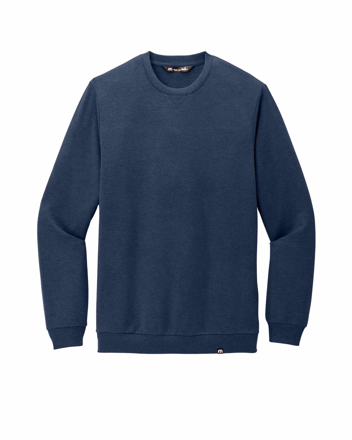 Custom TravisMathew Long Weekend Crew - Blue Nights Heather flat front