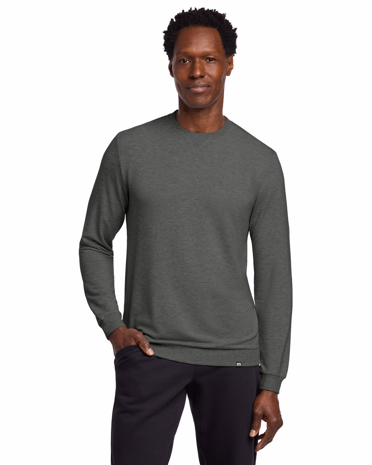 Custom TravisMathew Long Weekend Crew - Dark Grey Heather front
