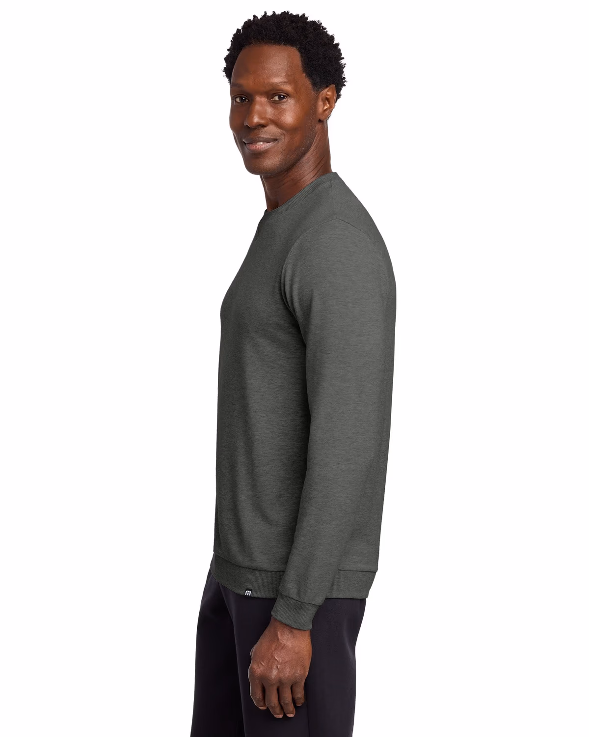 Custom TravisMathew Long Weekend Crew - Dark Grey Heather side