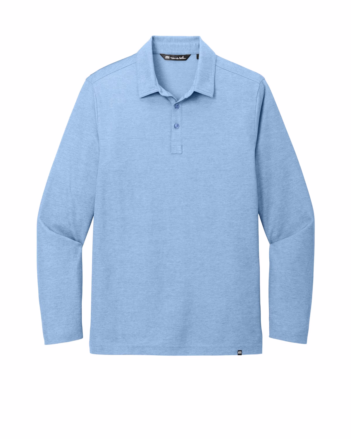 Custom TravisMathew Oceanside Heather Long Sleeve Polo - Allure Heather flat front