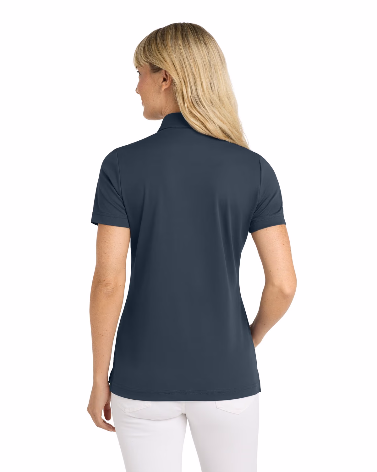 Custom TravisMathew Women's Oceanside Solid Polo - Blue Nights back