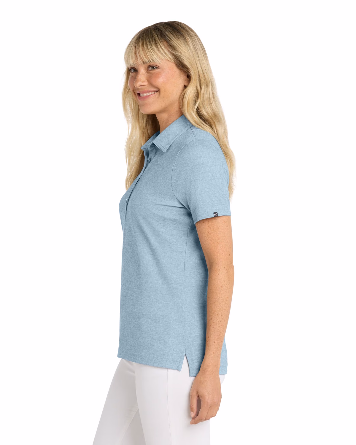 Custom TravisMathew Women's Oceanside Heather Polo - Allure Heather side