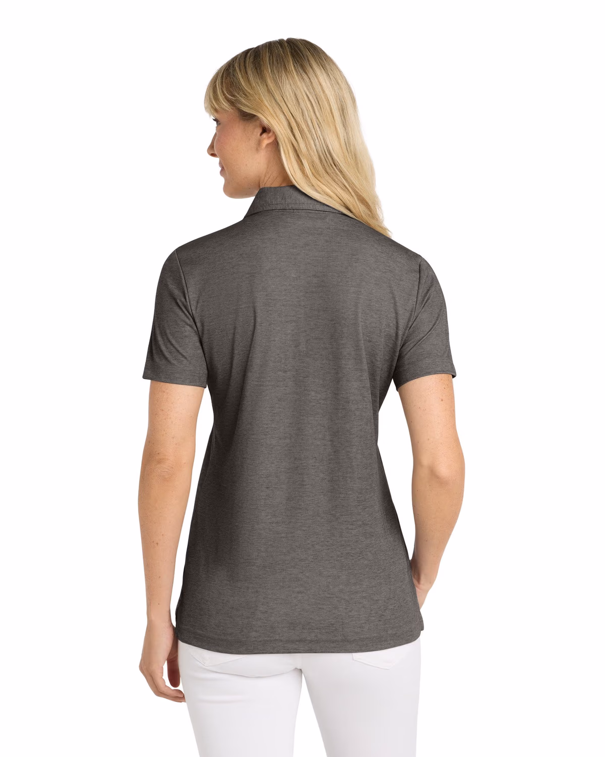 Custom TravisMathew Women's Oceanside Heather Polo - Black Heather back