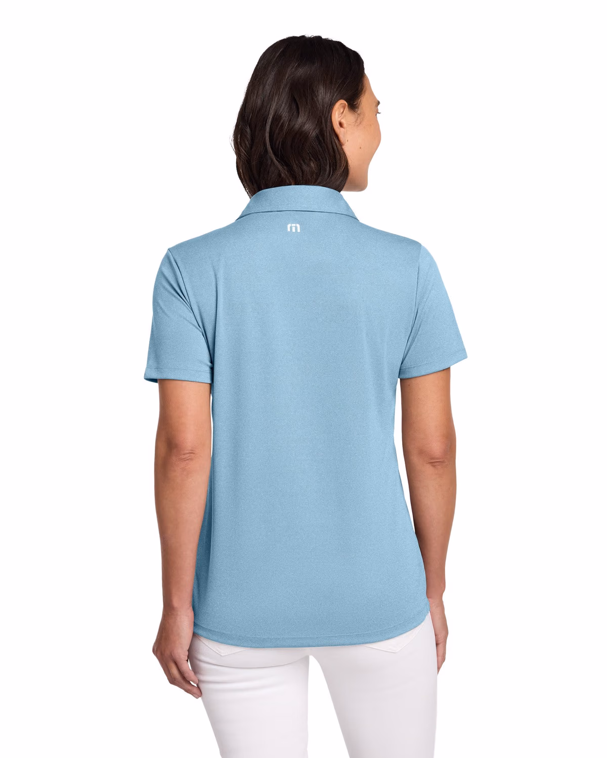 Custom TravisMathew Women's Coto Performance Polo - Brilliant Blue Heather back