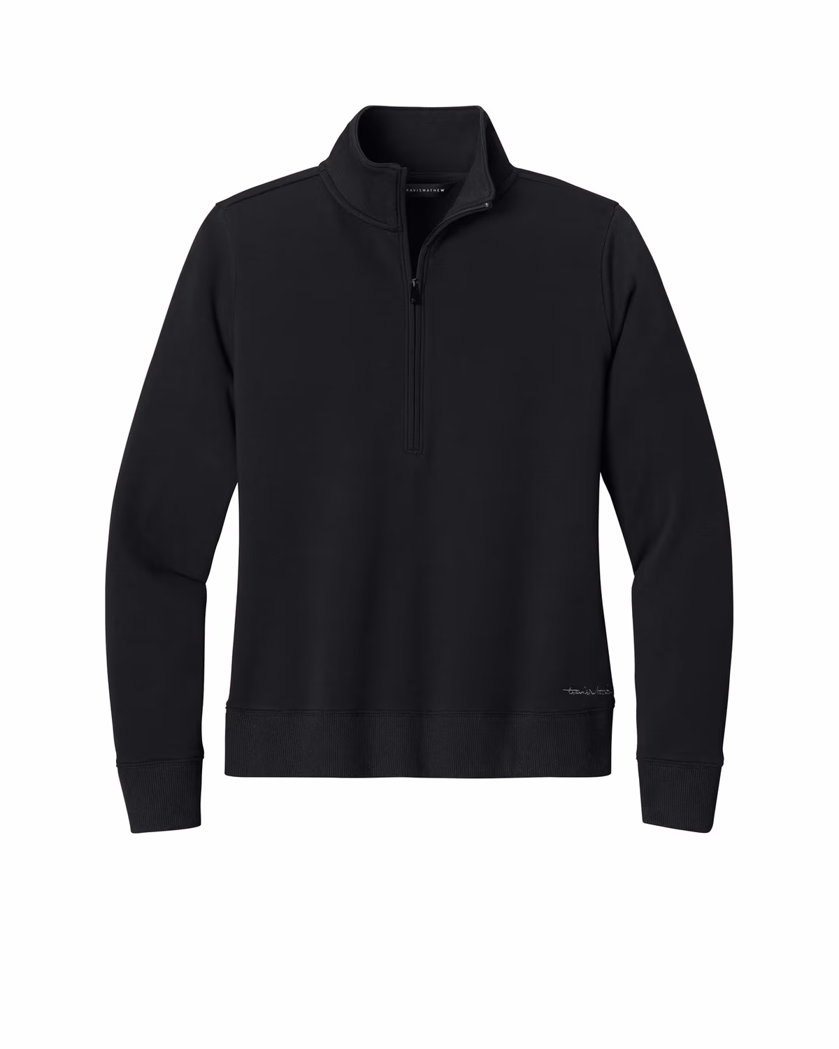 Custom TravisMathew Women’s Ocean Villa 1/4-Zip - Black flat front